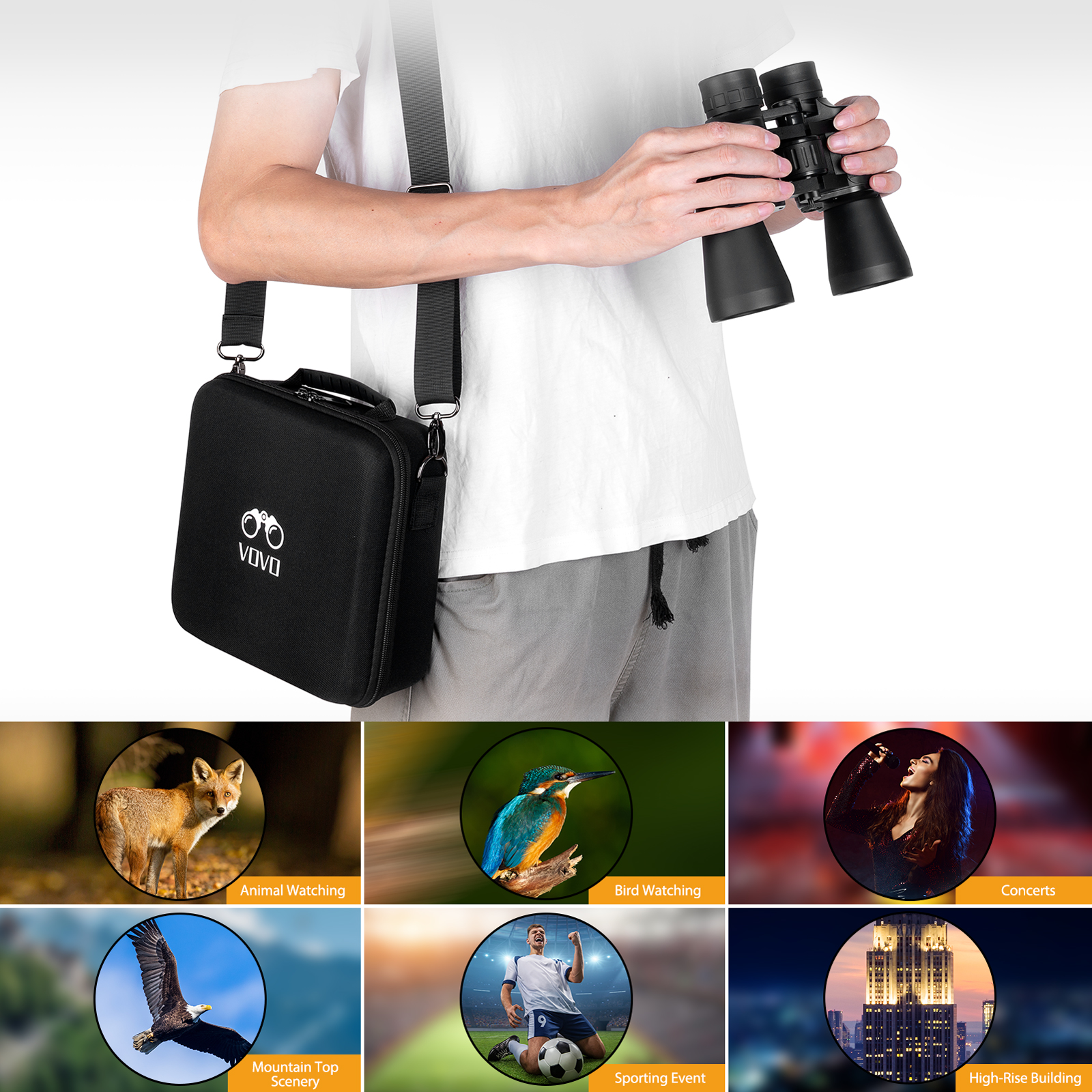 VOVO 10x50 Binoculars for Adults - Professional High Definition Large Field of View Binoculars - Image 6