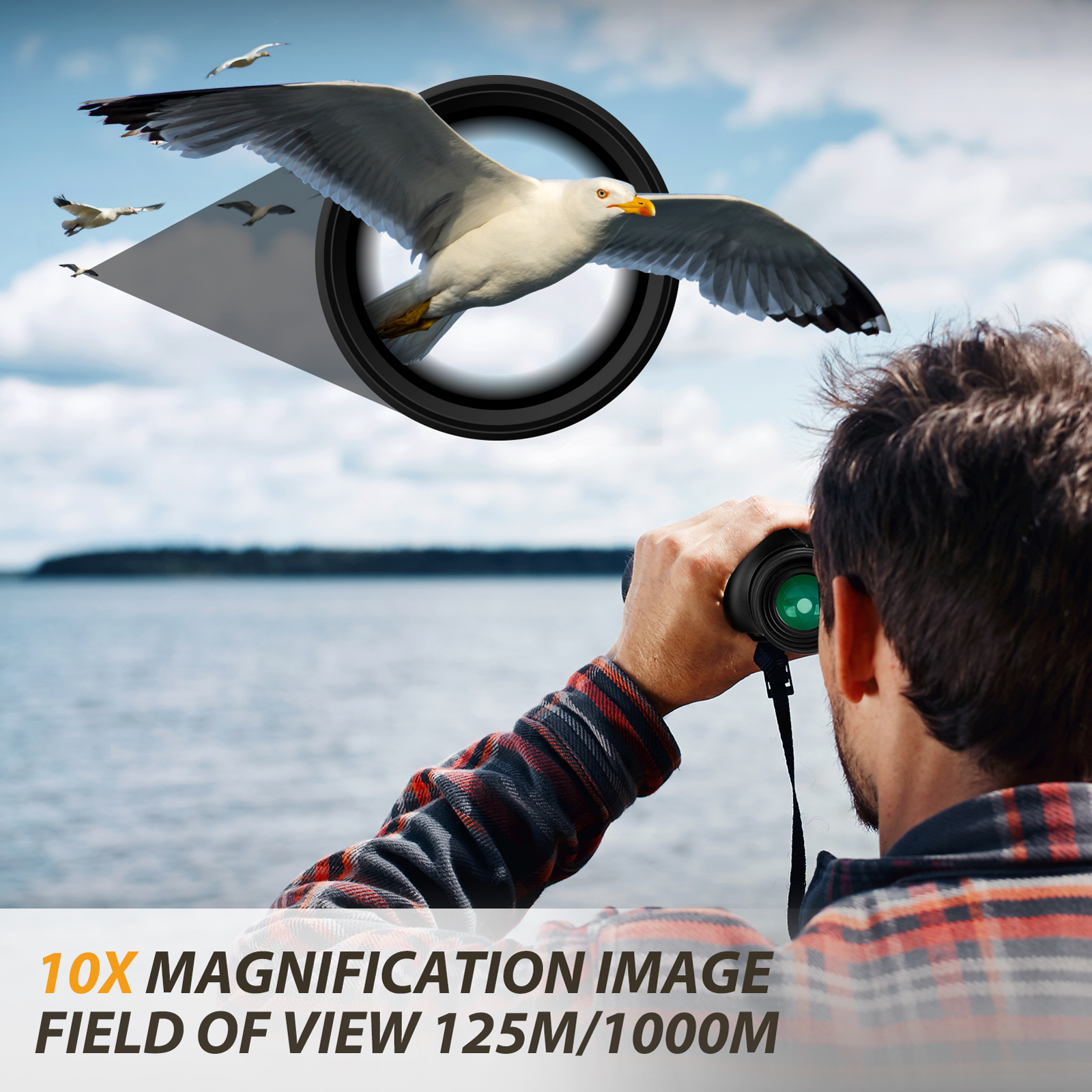 VOVO 10x50 Binoculars for Adults - Professional High Definition Large Field of View Binoculars - Image 3